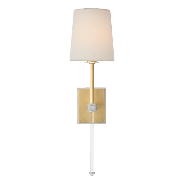 Lucia 21" Cordless Sconce in Gild and Crystal with Linen Shade Designer: Julie Neill Finish: Gild and Crystal Height:...