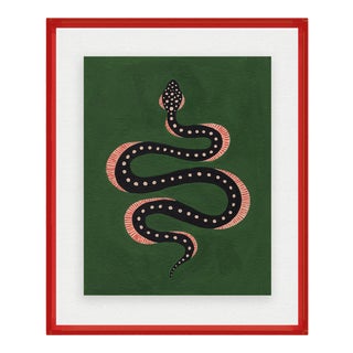 Apple the Snake by Willa Heart in Dark Red Acrylic Shadowbox, Small Art Print For Sale