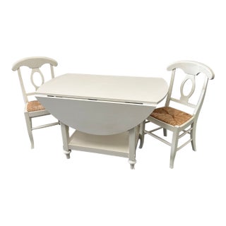 Pottery Barn Shayne Drop Leaf Table + Pair of Napoleon Side Chairs, Set of Three For Sale