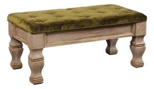 Mid 20th Century Bench With Upholstered Seat & Robust Legs