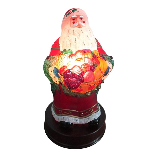 Vintage Old World Christmas Bountiful Santa Lamp 1998 Retired Works For Sale