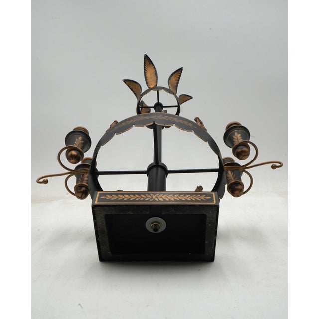 1980s Pair of Black & Gold Toleware Candelabras For Sale - Image 11 of 11