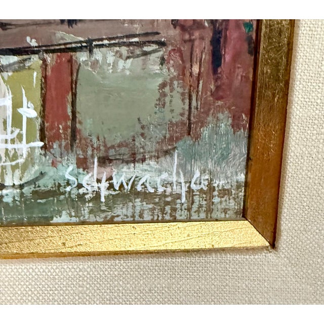 American George Schwacha Jr, Modernist Oil Painting George Schwacha Brooklyn Street Scene Fruit Market WPA, c.1940's For Sale - Image 3 of 16