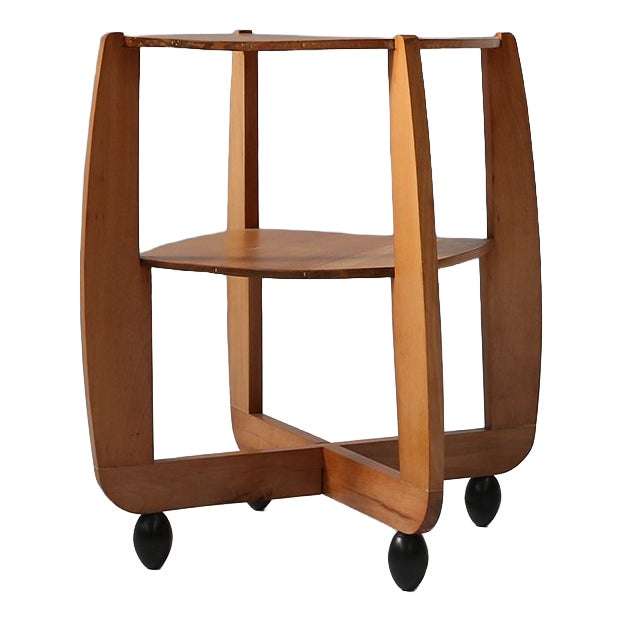 Amsterdam School Beech Wooden Side Table, the Netherlands, 1920s For Sale