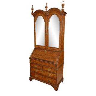 Vintage Baker Furniture Burled Walnut Drop Front Secretary Desk For Sale