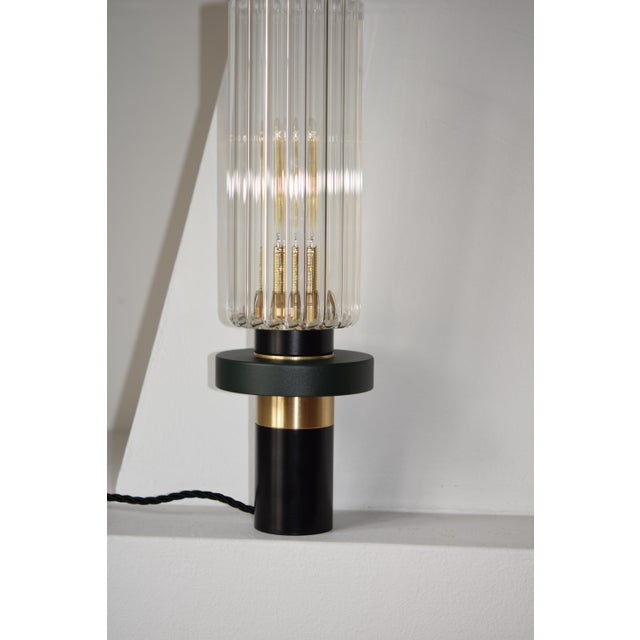 Gold Alexandre Table Lamp in Brass and Aluminum with Fluted Glass by Marine Breynaert For Sale - Image 8 of 9