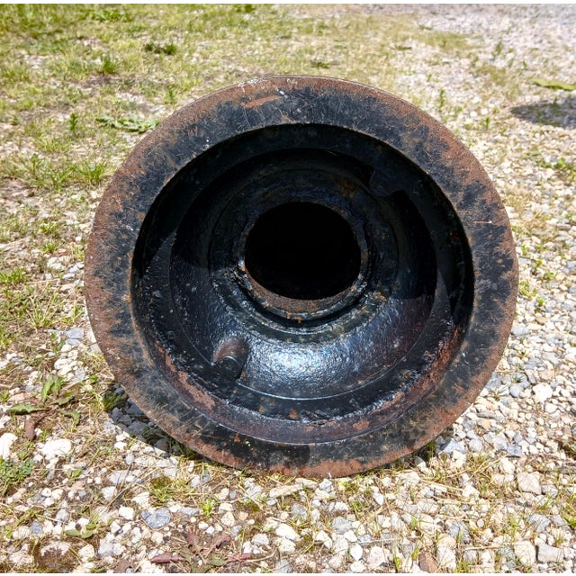 Antique Round Oak Top Pub Table or Game Table With Cast Iron Column Base For Sale - Image 16 of 17