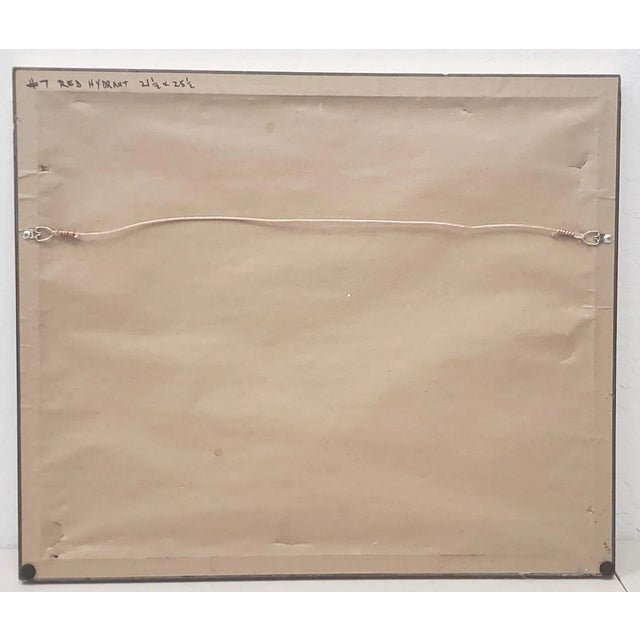 Late 20th Century "Red Hydrant" Original Watercolor by A. Cunningham 20th C. For Sale - Image 5 of 6