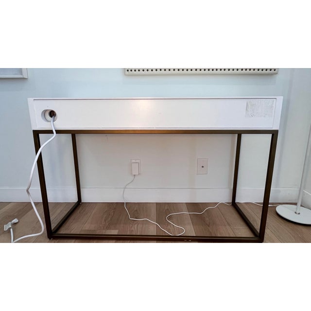 Rh Teen Avalon Desk Restoration Hardware White Wood Writing Desk Vanity Table For Sale - Image 9 of 12