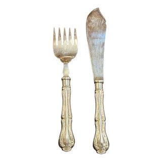 Silver-Plated Fish Serving Cutlery with Russell Pattern from Mappin & Webb, Set of 2 For Sale