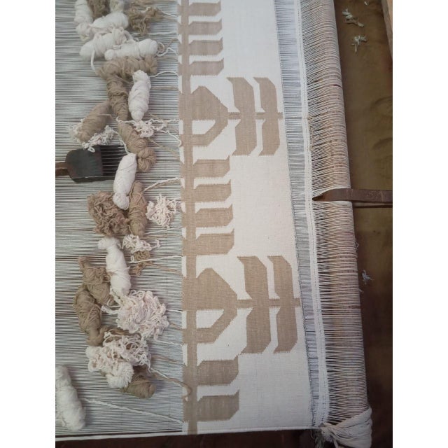 Handmade Cotton Rug, Natural Vegetable Dyed Cream and Beige Leaf Rug - 12'x15' For Sale - Image 12 of 12