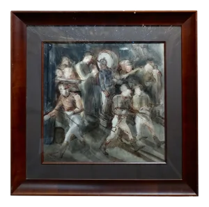 C. 1939 Carl Hugo Beetz "Jockeys" Mixed Media Painting