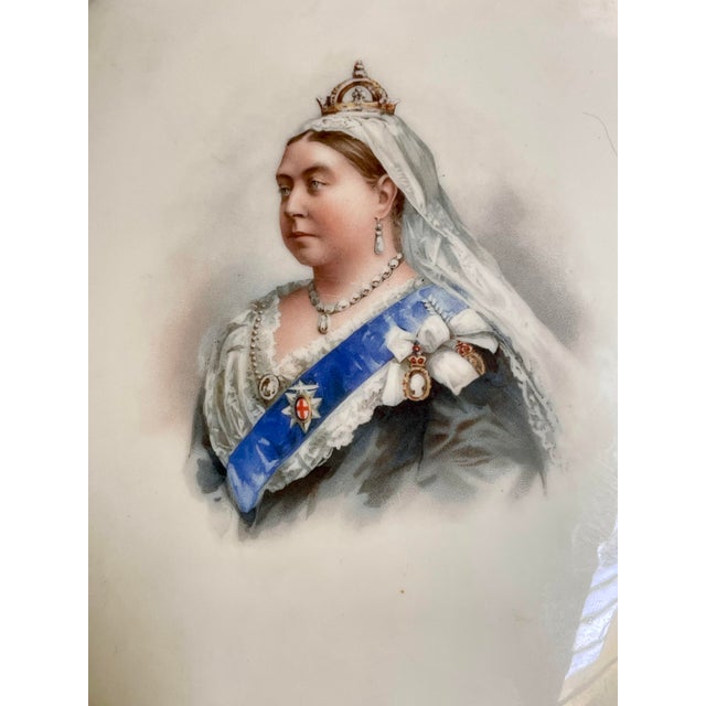 Royal Doulton Late 19th Century Queen Victoria Convex Oval Porcelain Plaque Doulton Burslem England For Sale - Image 4 of 7