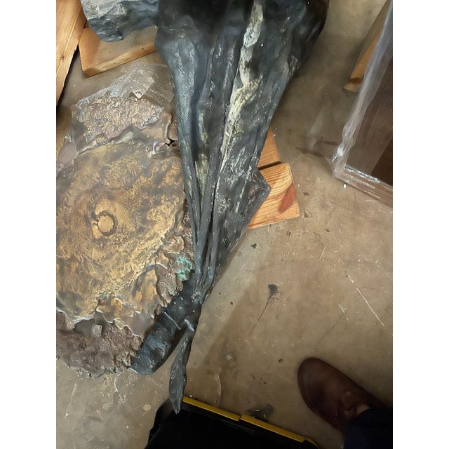 Metal Phoebe Adams, Large Biomorphic Abstract Bronze Sculpture Phoebe Adams Wall Hanging, 1985 For Sale - Image 7 of 11