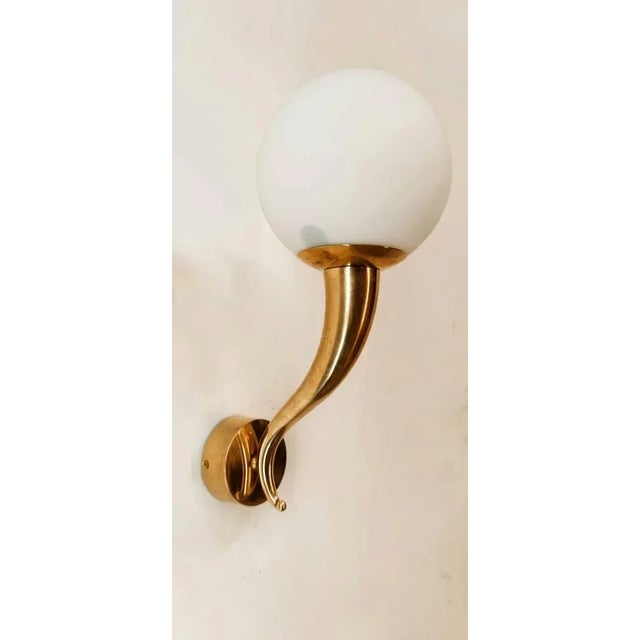 Brass Wall Light with White Sphere For Sale - Image 9 of 9