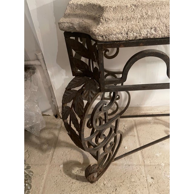 Vintage Cast Iron Console Top Stone French For Sale - Image 12 of 12