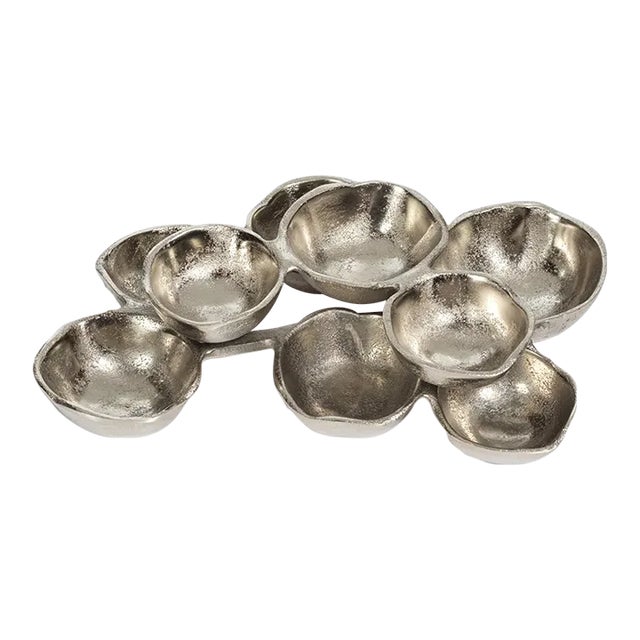 Ohanna 10" Long Cluster of 9 Serving Bowls - Nickel For Sale
