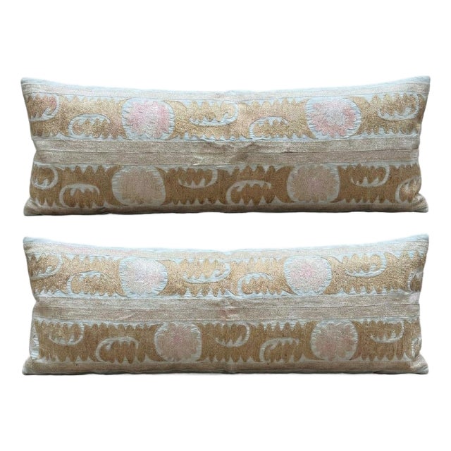 Tashkent Suzani Bedding Pillow Cover 17'' X 48'' - Set of Two For Sale