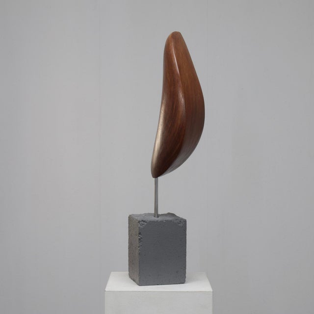 Ineke Van Zuuren, Organic Abstract, 1980s, Concrete & Teak For Sale - Image 6 of 10