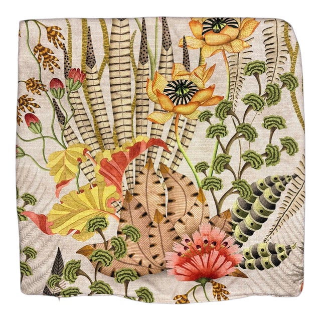 Handmade Botanical Floral Throw Pillow Cover 22x22 Square Usa Made Exotic Print For Sale
