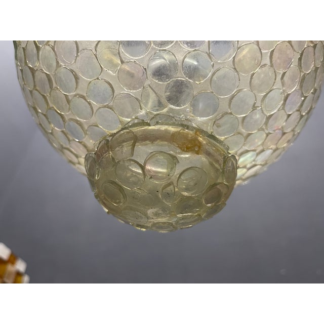 1960s Vintage Iridescent Glass Mosaic Pendant Light with Bronze Fittings, 1960s For Sale - Image 5 of 16
