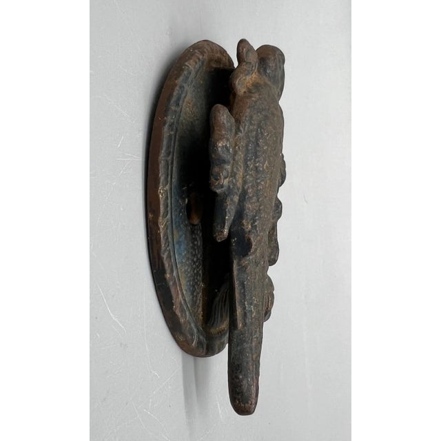 Figurative 1920's Attributed to Hubley Cast Iron Parrot Bird Door Knocker For Sale - Image 3 of 8