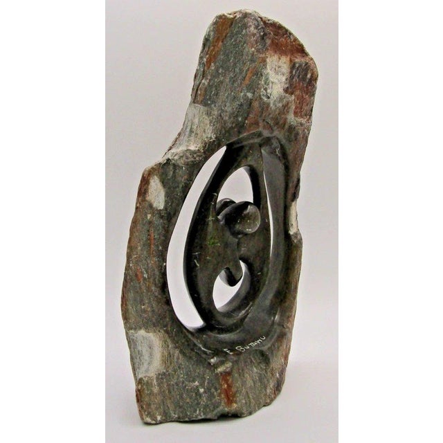 Gemstone 1950s Emerson Butawu African Shona Carved Serpentine Stone Sculpture For Sale - Image 7 of 12