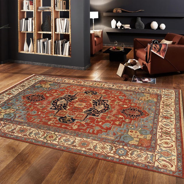 Tribal Serapi Wool Rust Area Rug- 4' 0'' X 6' 3'' For Sale - Image 3 of 3