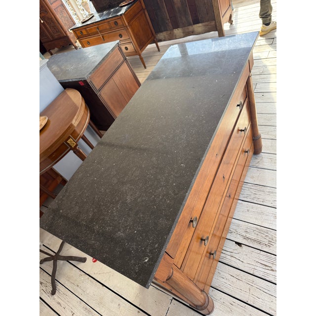 19th Century French Empire Walnut Marble Top Chest of Drawer / Commodes For Sale - Image 10 of 11