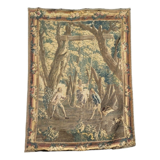 Swing Wool Tapestry, Aubusson, 18th Century For Sale