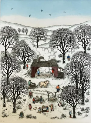 1980s "Maple Sugar Grove" Cuca Romley Signed and Numbered Color Etching