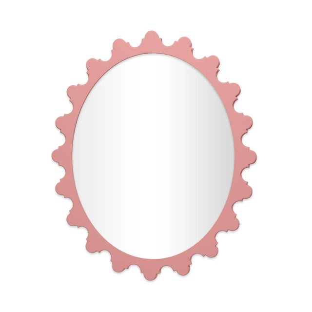 Contemporary Fleur Home Garden District Magazine Oval Mirror in Pink Punch, 32x37 For Sale - Image 3 of 3