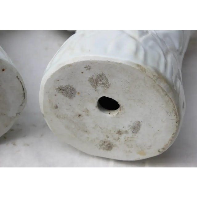 Ceramic Pair of Vintage White Ceramic Roosters For Sale - Image 7 of 11