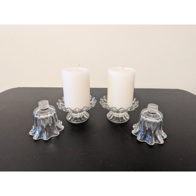 Mid-Century Modern Vintage Chantilly Ruffled Candle Holders by Partylite (4 Piece Set) For Sale - Image 3 of 8