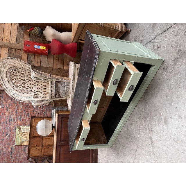 1940s Sage Green and Black Wooden Retail Counter For Sale - Image 5 of 17