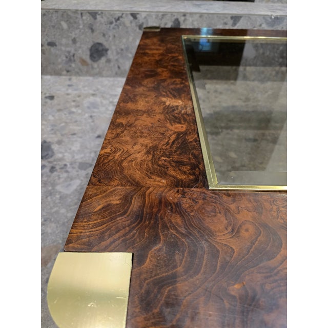 Century Furniture Mid 20th Century Burl and Brass Coffee Table Attributed to Century Furniture For Sale - Image 4 of 12