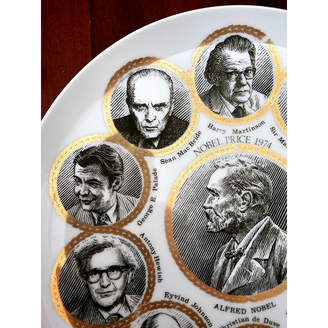 Mid-Century Modern Piero Fornasetti Nobel Prize Porcelain Plate, 1974 For Sale - Image 3 of 8