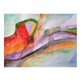 Red Mountain – Abstract Watercolor (Watercolors on Paper, 18 X 24) For Sale