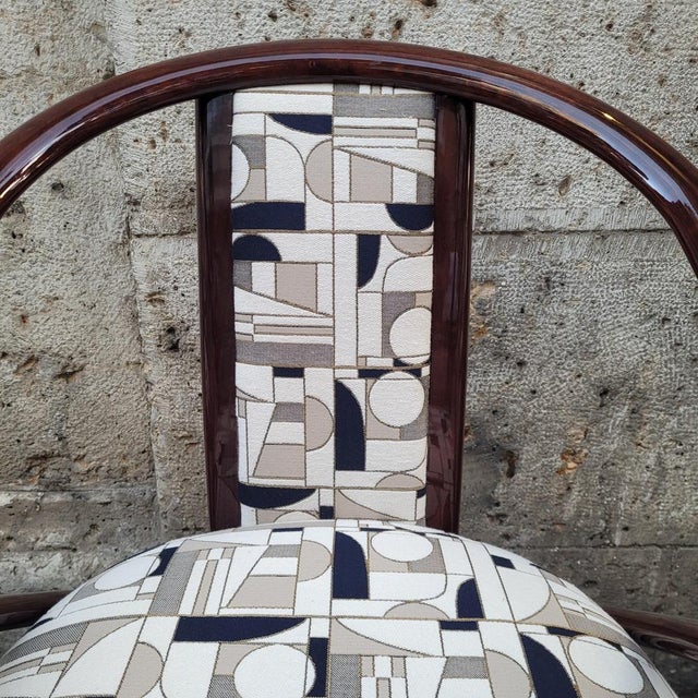 1970s Art Deco Chairs Upholstered in Euphoria Cubista, Misia Paris, France, 1970s, Set of 4 For Sale - Image 5 of 18