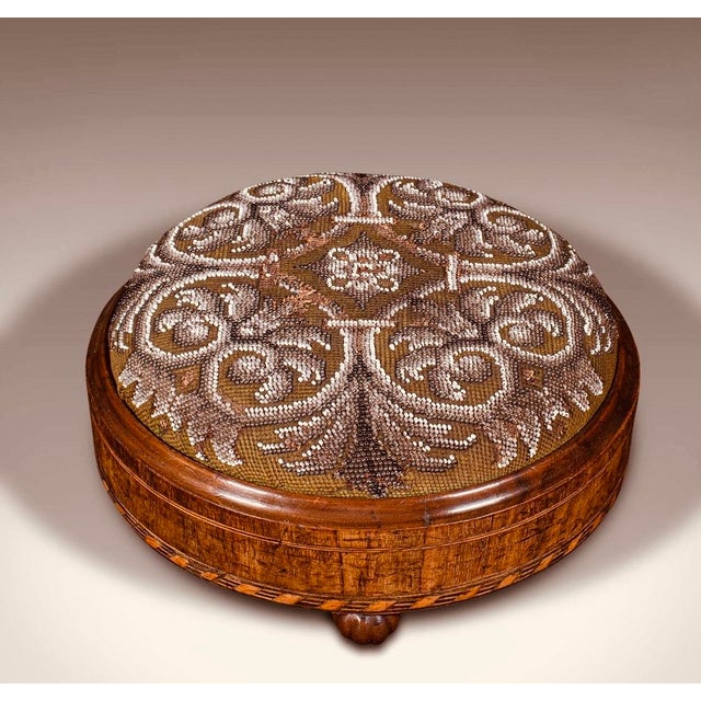 Pair of English Walnut Beaded Footstools,c1840 For Sale - Image 16 of 18