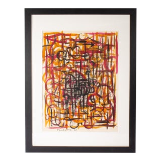 1961 Abstract Ink and Watercolor Painting by Harry Hilson For Sale