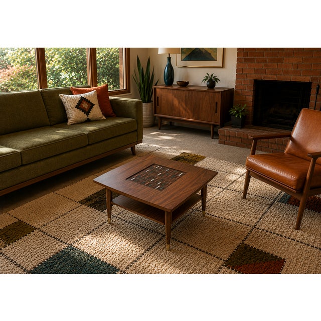 Brown Vintage Tiled Walnut Laminate Two-Tiered End Table For Sale - Image 8 of 8