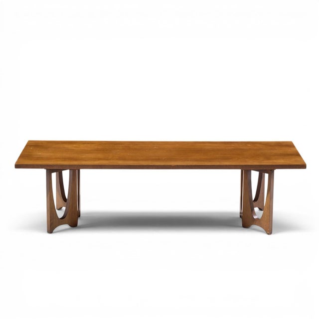 Wood Broyhill Brasilia Mid Century Walnut Coffee Table For Sale - Image 7 of 9