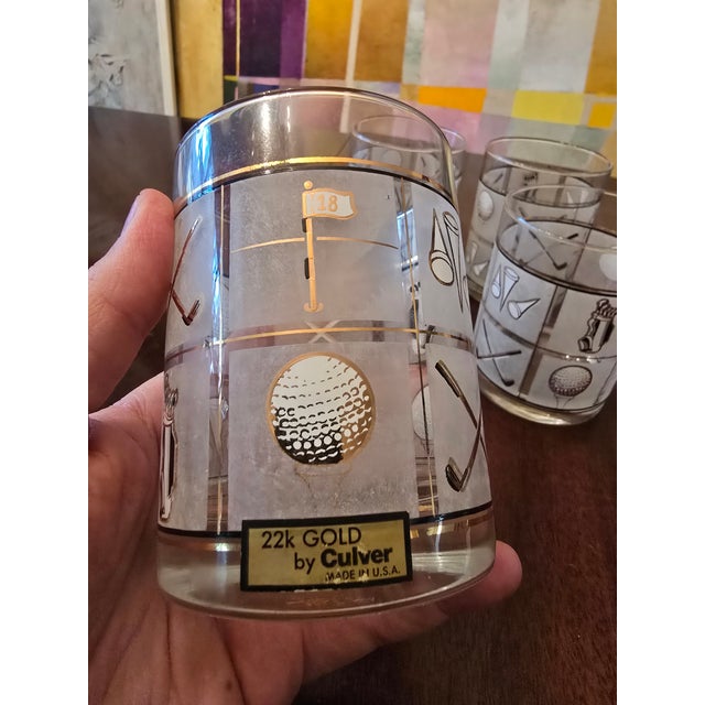 Mid-Century Modern Mid Century Vintage Glasses Barware 22k Gold Designer- Set of 4 For Sale - Image 3 of 9