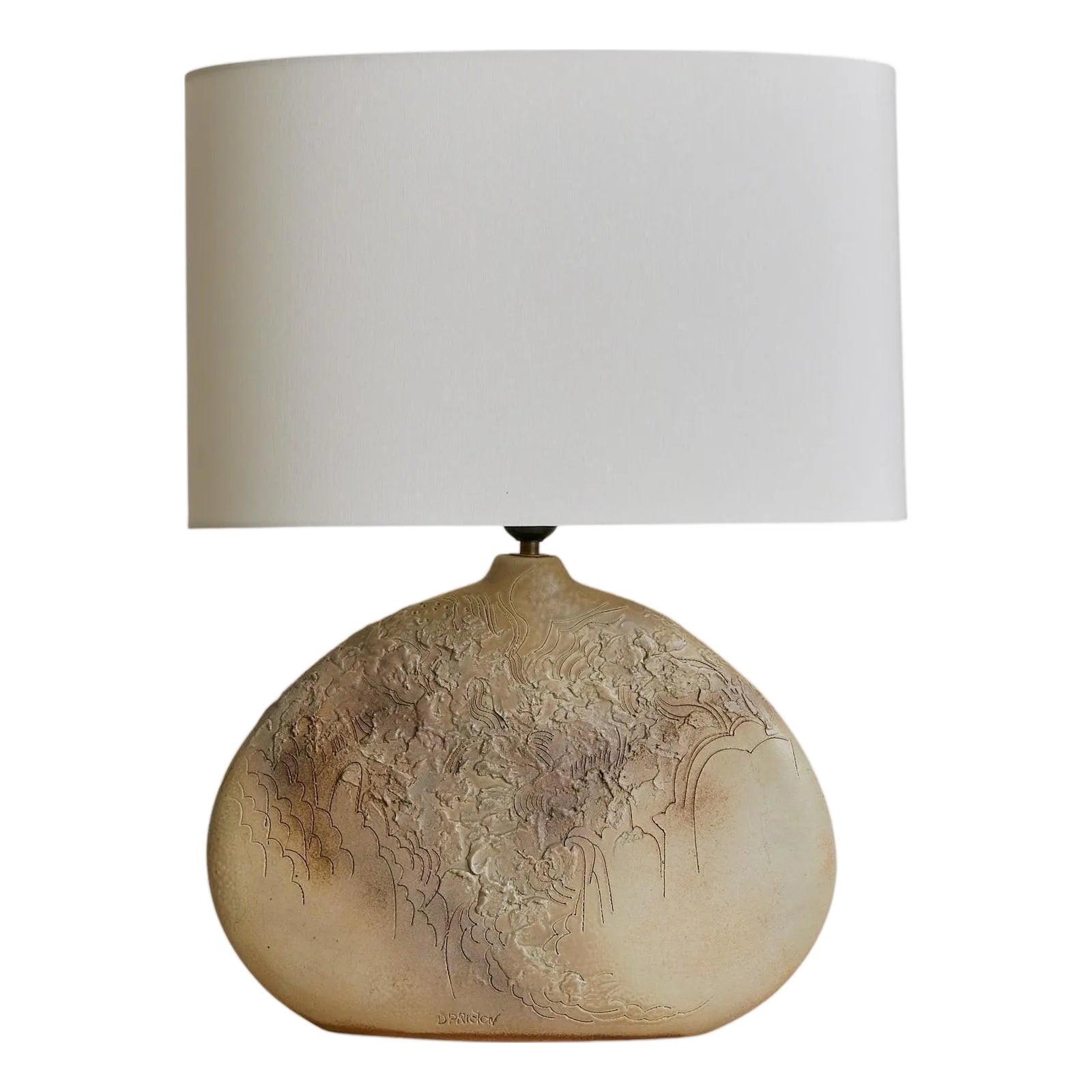 1970s French Textured Ceramic Table Lamp by D. Prioton | Chairish