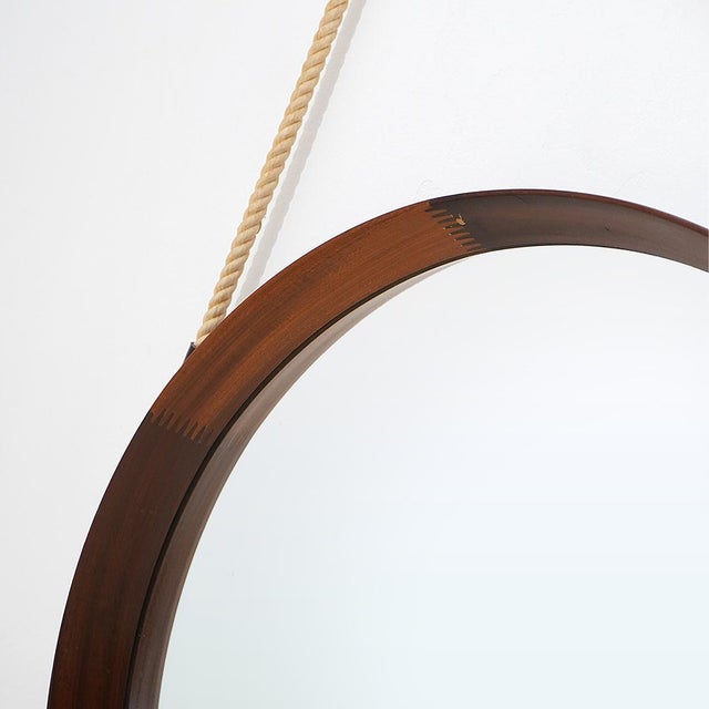 Round Teak Wall Mirror, 1960s For Sale - Image 9 of 14