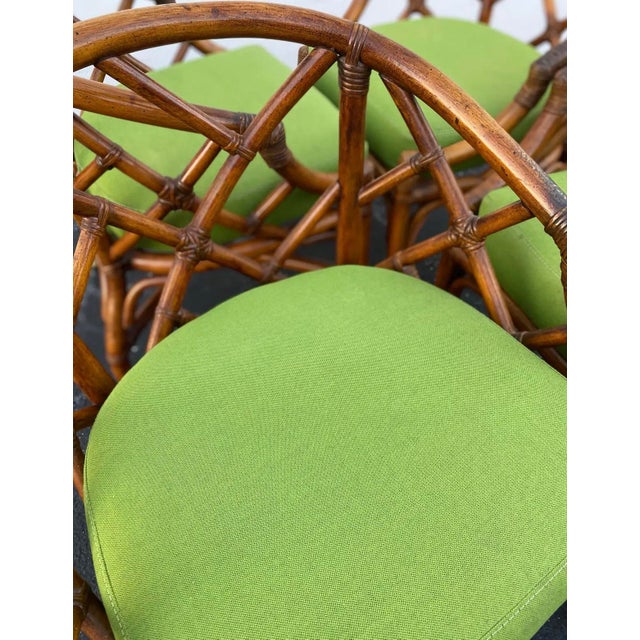 Wood Henry Link Bamboo & Rattan Chippendale Style Accent Chairs -Set of 4 For Sale - Image 7 of 11