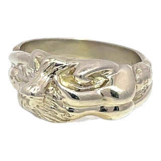14k White Gold Modern Style Exotic Erotica Ring, Size 7.75 For Sale