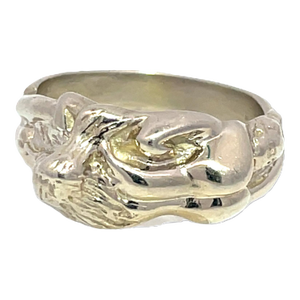 14k White Gold Modern Style Exotic Erotica Ring, Size 7.75