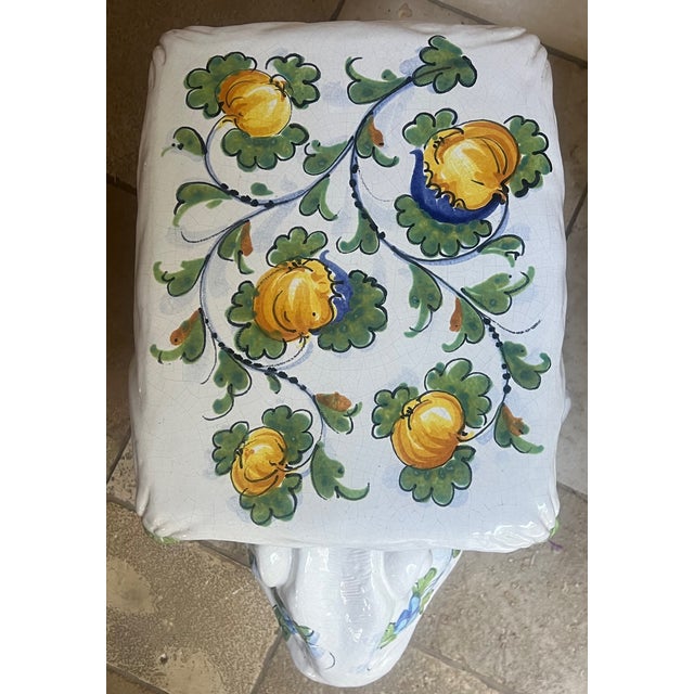 Green Vintage Italian Ceramic Frog Garden Stool, Hand-Painted, 1960s For Sale - Image 8 of 12